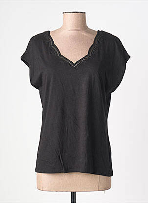 Tricou guler în v mâneci scurte negru KATMAI femeie