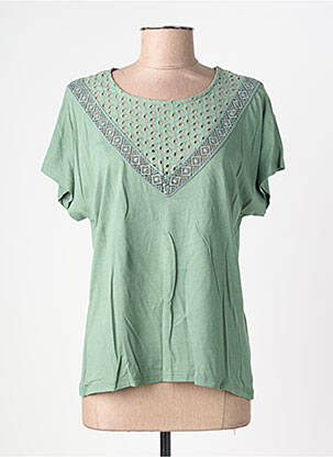 Tricou elasticitate mâneci scurte verde JULIE GUERLANDE femme
