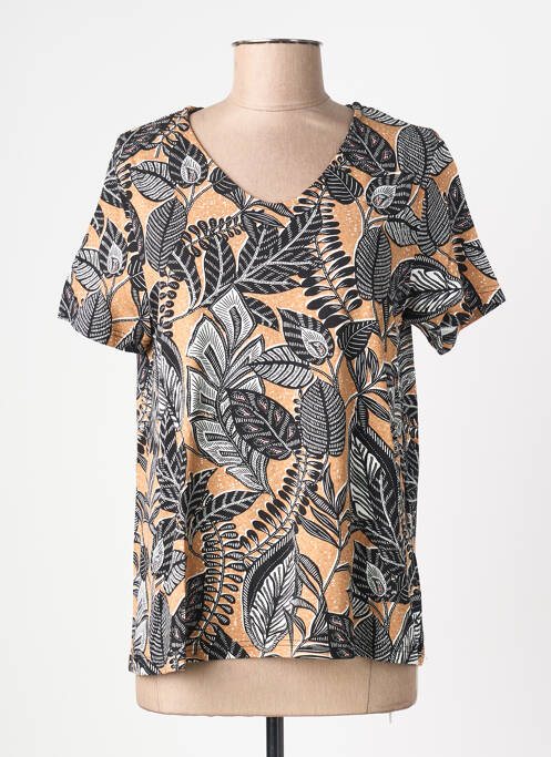 Tricou guler în v mâneci scurte maro CISO femme