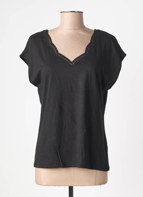 Tricou guler în v mâneci scurte negru KATMAI femme