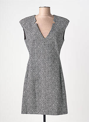 Rochie midi imprimeu fantezie mâneci scurte negru MORGAN femme