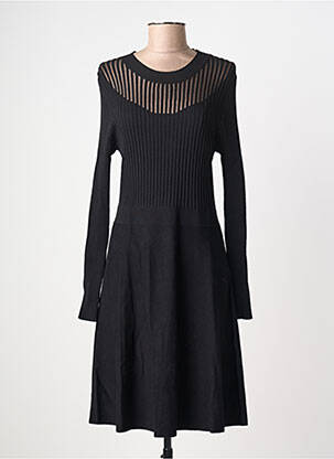 Rochie midi imprimeu fantezie mâneci lungi negru MORGAN femeie