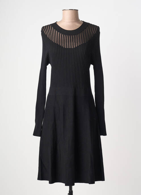 Rochie midi imprimeu fantezie mâneci lungi negru MORGAN femme