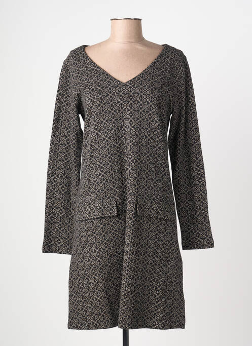 Rochie midi imprimeu fantezie mâneci lungi negru AGATHE & LOUISE femme