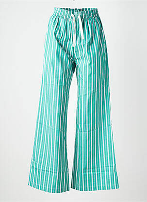 Pantalon larg țesătură poplin mărime normală verde SUNCOO femeie