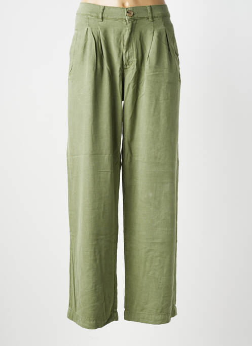 Pantalon larg țesătură poplin mărime normală verde REIKO femme