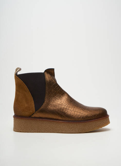 Botine/ghete vârf rotund toc de 4 la 6 cm maro MKD femme