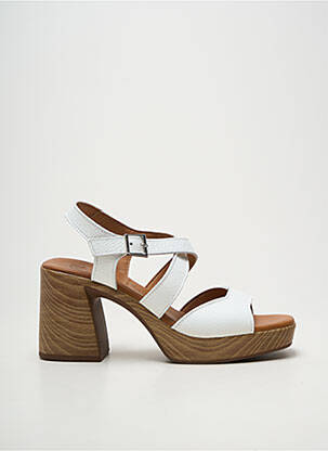 Sandale/pantofi decupați semi compensat toc de 7 la 9 cm alb OH ! MY SANDALS femme