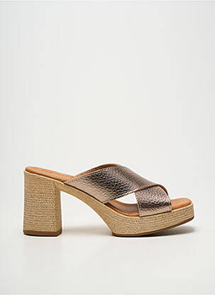 Mulete/saboți țesătură satinată toc de 7 la 9 cm maro OH ! MY SANDALS femeie