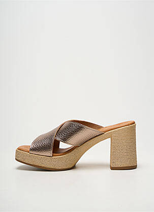 Mulete/saboți țesătură satinată toc de 7 la 9 cm maro OH ! MY SANDALS femeie