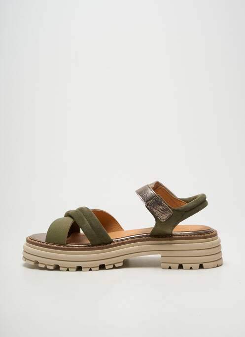 Sandale/pantofi decupați țesătură satinată toc de 4 la 6 cm verde MINKA DESIGN femme