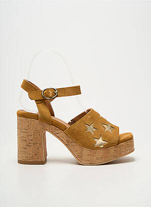 Sandale/pantofi decupați semi compensat toc de 7 la 9 cm maro MINKA DESIGN femeie