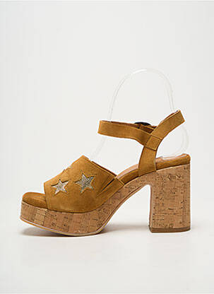 Sandale/pantofi decupați semi compensat toc de 7 la 9 cm maro MINKA DESIGN femeie
