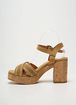 Sandale/pantofi decupați semi compensat toc de 7 la 9 cm bej MINKA DESIGN femeie