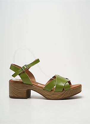 Sandale/pantofi decupați semi compensat toc de 4 la 6 cm verde OH ! MY SANDALS femme