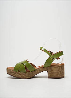 Sandale/pantofi decupați semi compensat toc de 4 la 6 cm verde OH ! MY SANDALS femme
