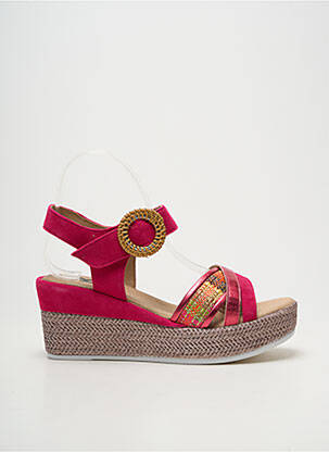 Sandale/pantofi decupați țesătură satinată toc de 7 la 9 cm roz GEO-REINO femme