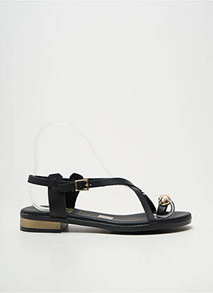 Șlapi țesătură satinată toc plat până la 3 cm negru OH ! MY SANDALS femeie