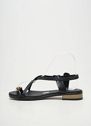 Șlapi țesătură satinată toc plat până la 3 cm negru OH ! MY SANDALS femeie