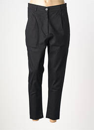 Pantalon chino închidere cu fermoar sub clapetă cu nasturi talie înaltă negru AMMA femme