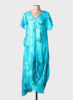 Rochie lungă mâneci scurte mâneci scurte albastru OZAI N KU femeie