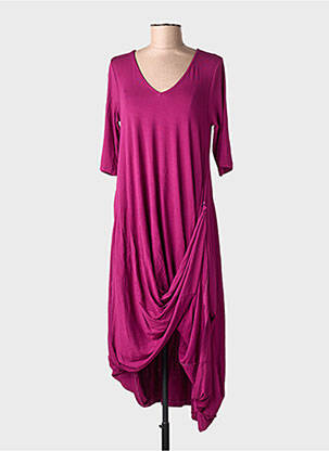 Rochie lungă guler în v mâneci 3/4 violet IZAC femeie