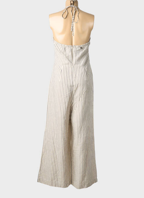 Salopetă-pantalon țesătură crep bretele subțiri bej BSB femme
