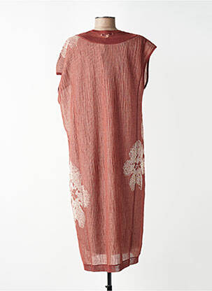 Rochie midi imprimeu fantezie mâneci scurte maro CPC femeie