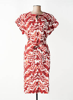 Rochie midi imprimeu fantezie mâneci scurte portocaliu ZYGA femeie