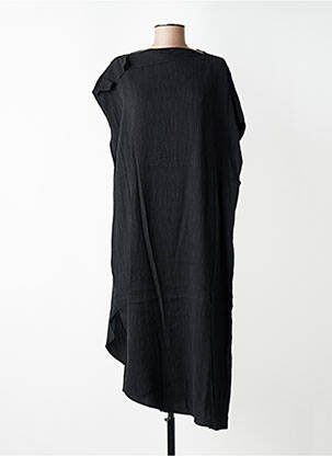 Rochie midi țesătură crep mâneci scurte negru CPC femeie