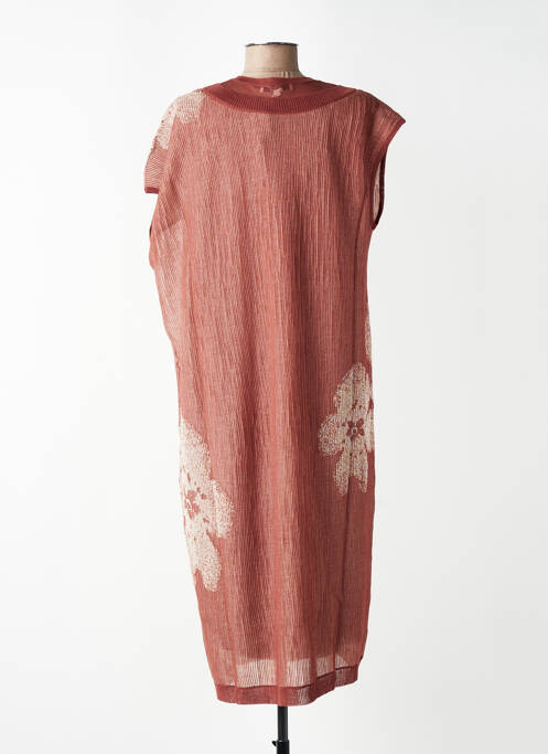 Rochie midi imprimeu fantezie mâneci scurte maro CPC femme