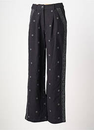 Pantalon drept talie cu cleme mărime normală negru MAISON HOTEL femme