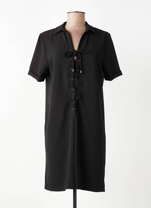 Rochie midi țesătură crep mâneci scurte negru TODAY femme