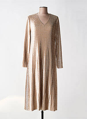 Rochie midi mâneci 3/4 mâneci 3/4 bej LEO & UGO femme