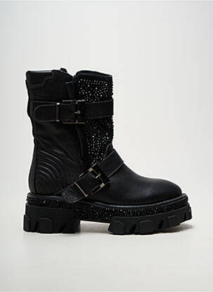Botine/ghete țesătură satinată toc de 4 la 6 cm negru ALMA EN PENA femeie