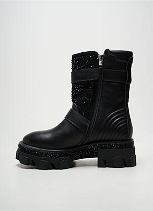 Botine/ghete țesătură satinată toc de 4 la 6 cm negru ALMA EN PENA femeie