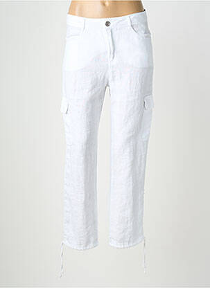 Pantalon 7/8 închidere cu fermoar sub clapetă cu nasturi alb DOLCEZZA femeie