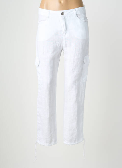 Pantalon 7/8 închidere cu fermoar sub clapetă cu nasturi alb DOLCEZZA femme