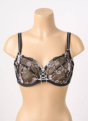 Sutien efect material satinat sutien cupe întregi cu decolteu înalt negru EMPREINTE femeie