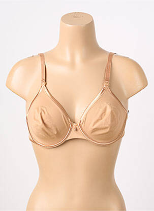 Sutien efect material satinat sutien cupe întregi cu decolteu înalt culoare piersică LEJABY femeie