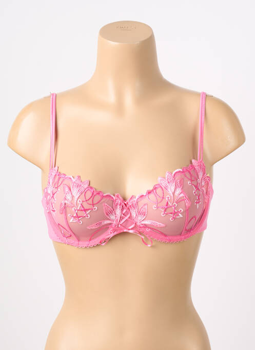 Sutien efect material satinat sutien balconet cu decolteu înalt roz SIMONE PERELE femme