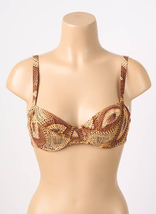 Sutien efect material satinat sutien cupe întregi cu decolteu înalt bej FIRST femme