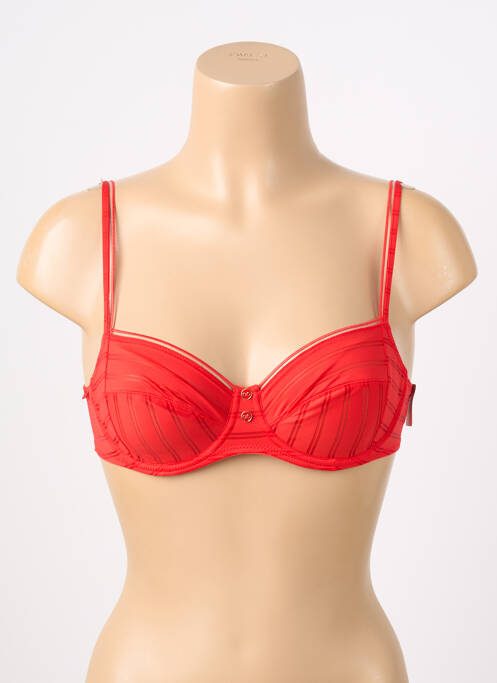 Sutien efect material satinat sutien balconet cu decolteu înalt roșu MARIE JO femme