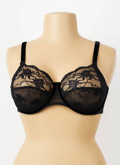 Sutien efect material satinat sutien cupe întregi cu decolteu înalt negru EMPREINTE femme