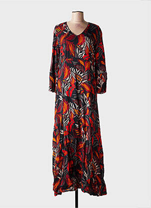 Rochie lungă imprimeu floral mâneci 3/4 negru NOMADS femeie