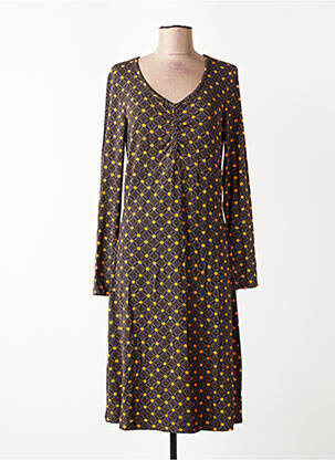Rochie midi imprimeu fantezie mâneci lungi maro WHO'S THAT GIRL femeie