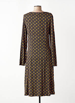 Rochie midi imprimeu fantezie mâneci lungi maro WHO'S THAT GIRL femeie