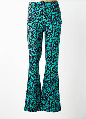 Pantalon evazat închidere cu fermoar sub clapetă cu cârlig talie înaltă verde WOW TO GO femeie