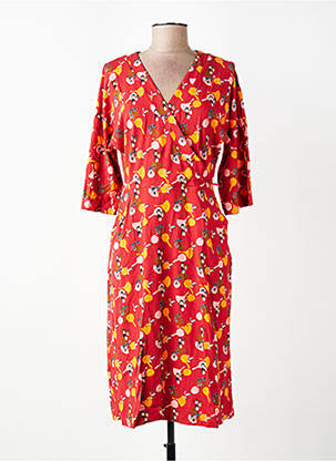 Rochie midi mâneci 3/4 mâneci 3/4 portocalie WOW TO GO femeie