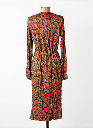Rochie midi imprimeu floral mâneci lungi maro WOW TO GO femeie